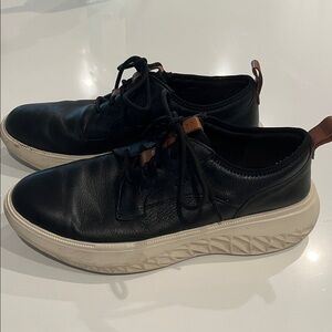 Cole Haan Zero Grand Black Leather Sneakers with White Soles